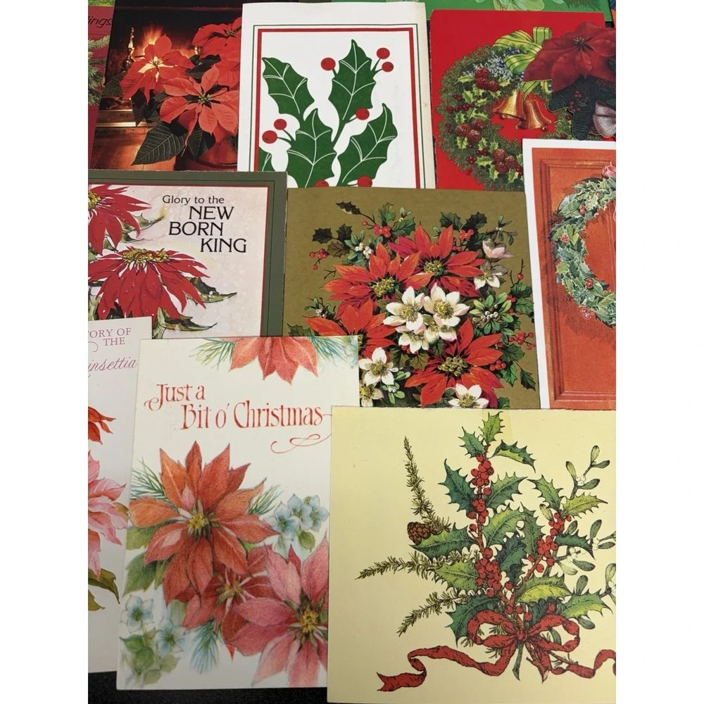 Vintage Christmas Cards Fronts ONLY Greenery Trees Wreaths Scrapbook Crafts 50+